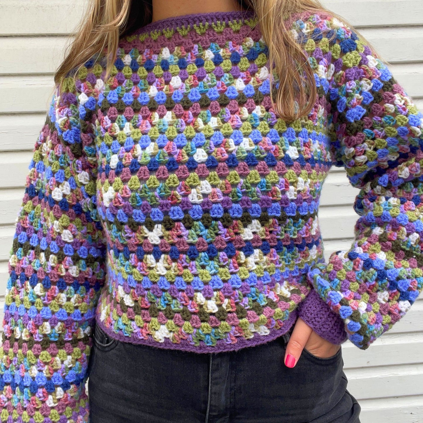 Cool Tone Striped Jumper - Size M