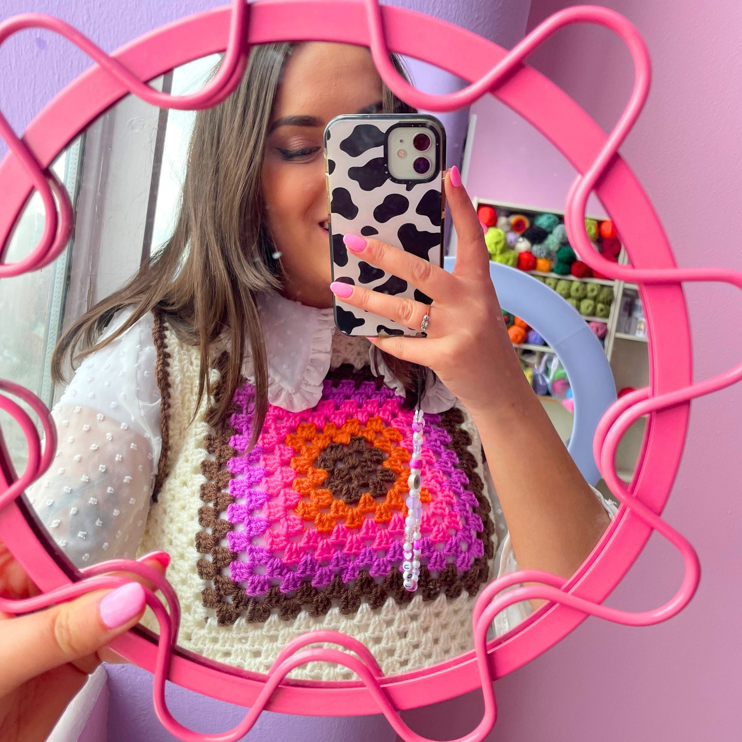 Sunset Cream Granny Square Crochet Vest