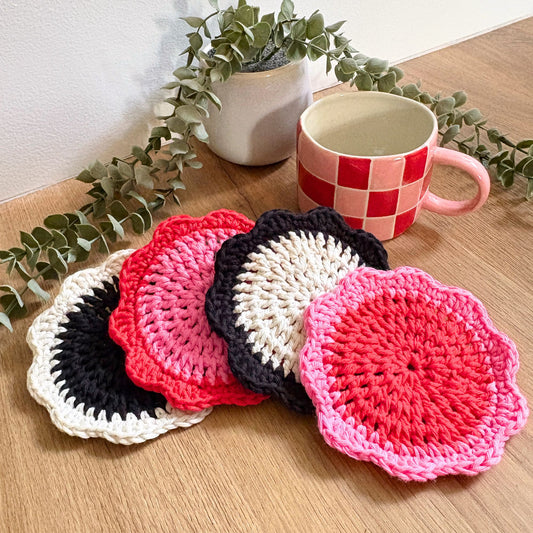 Flower Coaster Set of 4 - Pink/Red