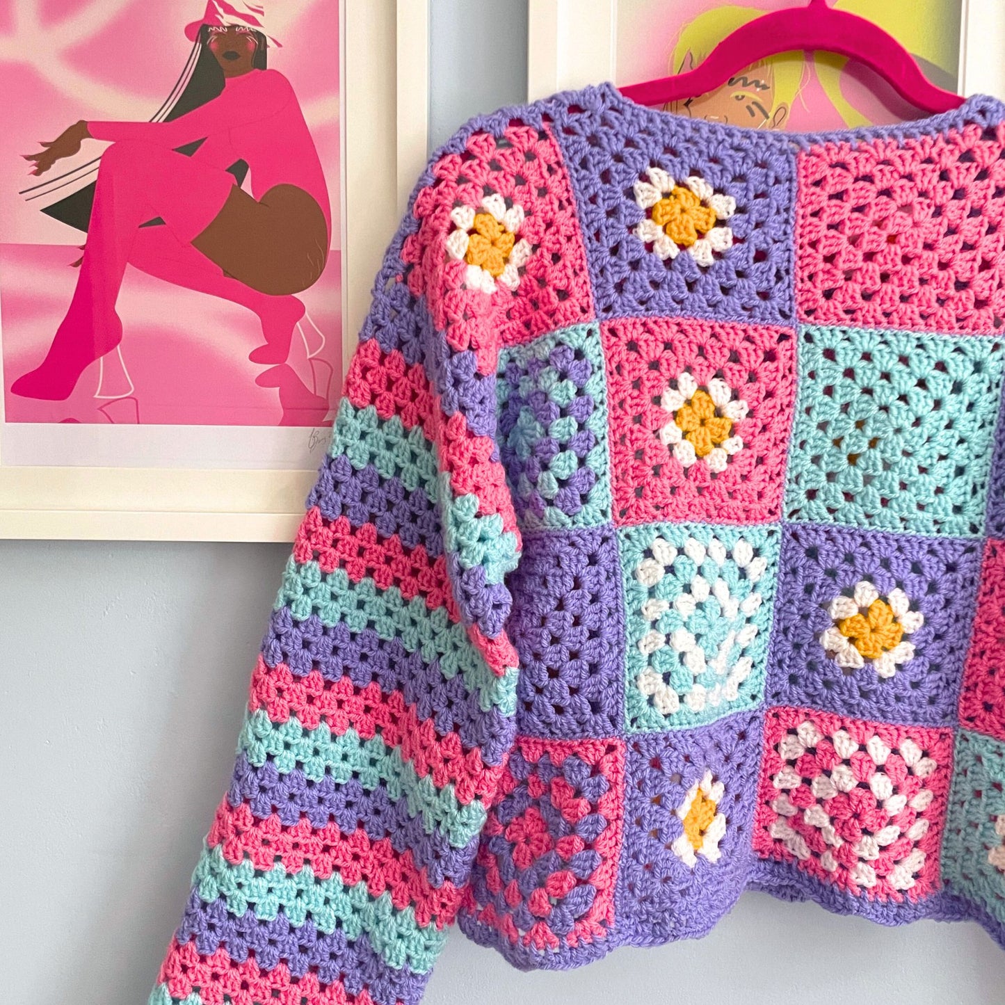 Pastel Patchwork Striped Sleeve Jumper - Size S/M