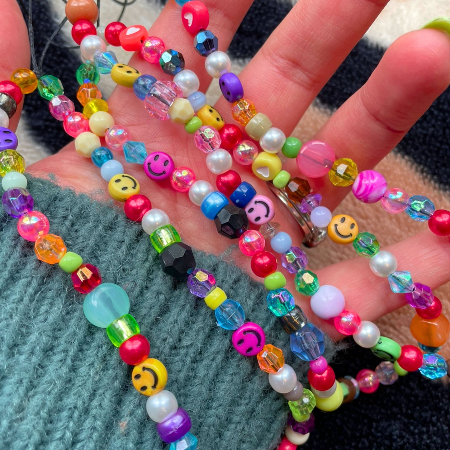 Multicoloured Rainbow Y2K Beaded Phone Charm