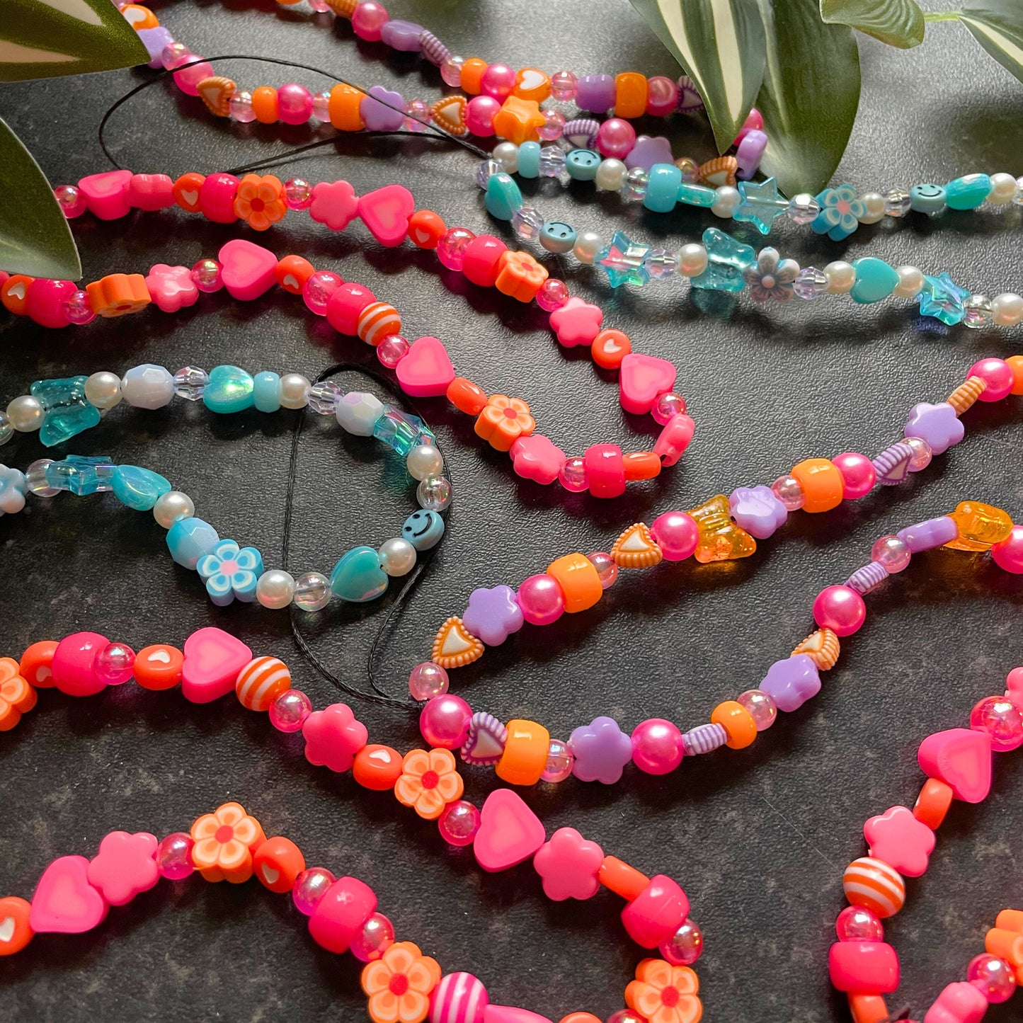 Pink and Orange Cute Beaded Phone Charm