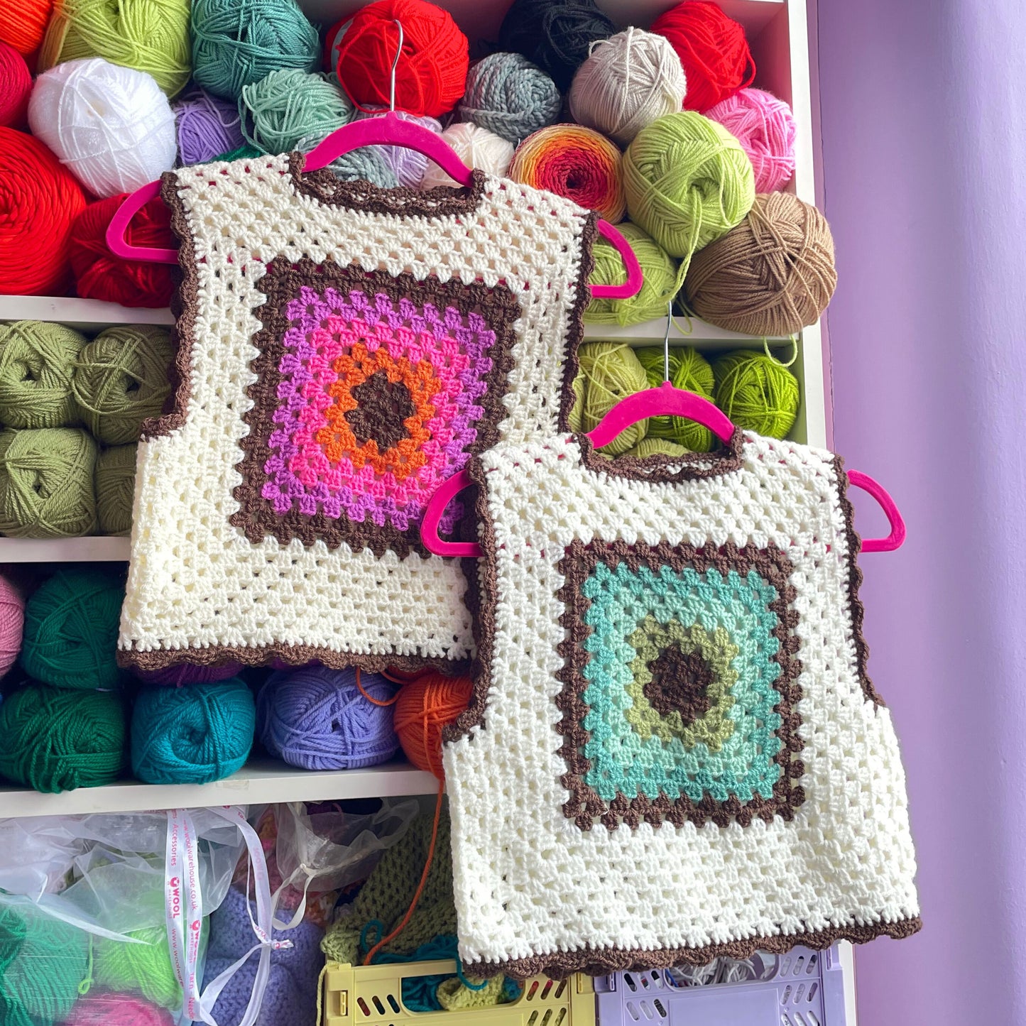 Sunset Cream Granny Square Crochet Vest