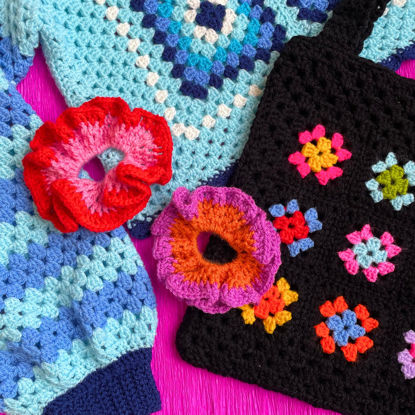 Chunky Hair Scrunchie - Pink and Red