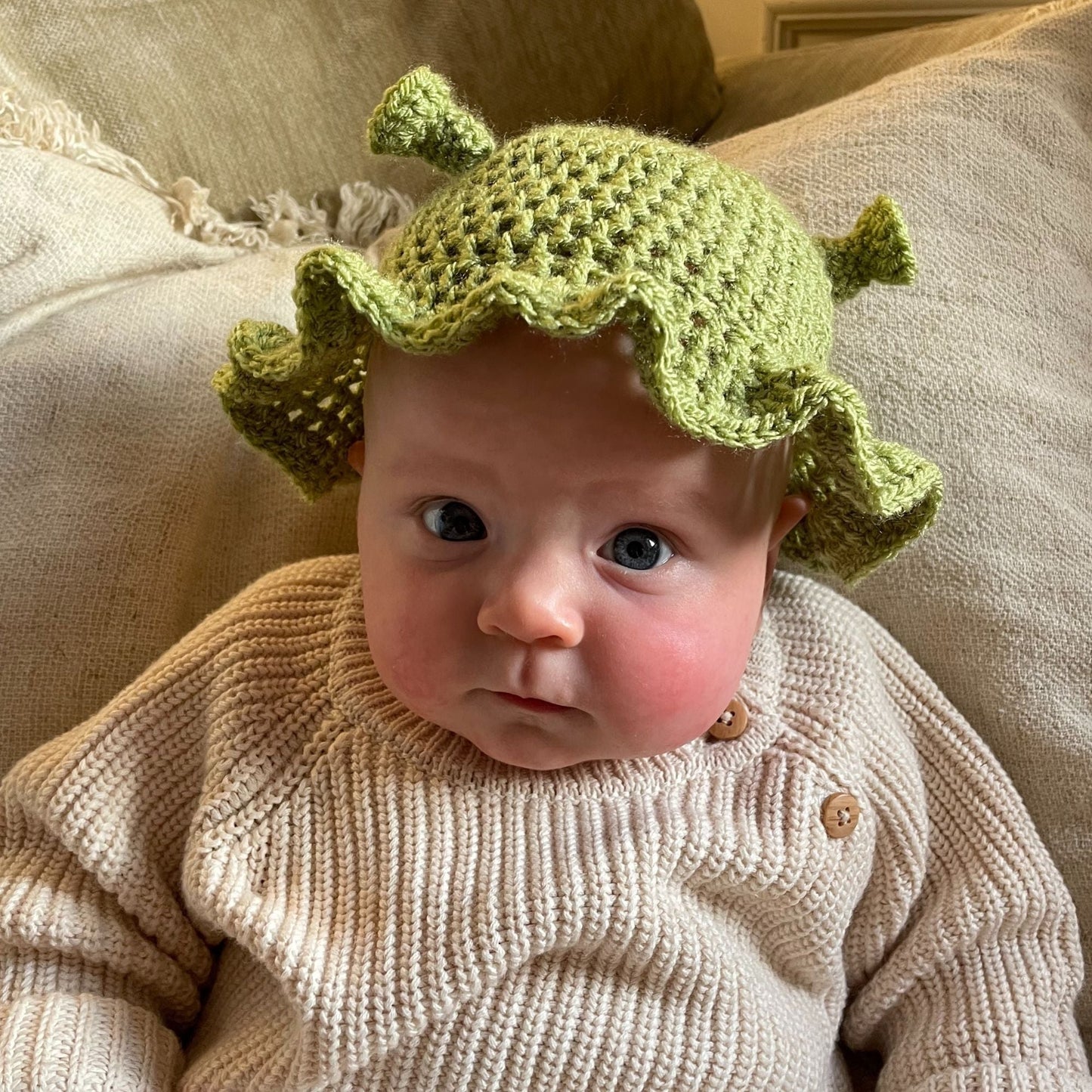 Baby Crochet Shrek Hat | 0-6 months
