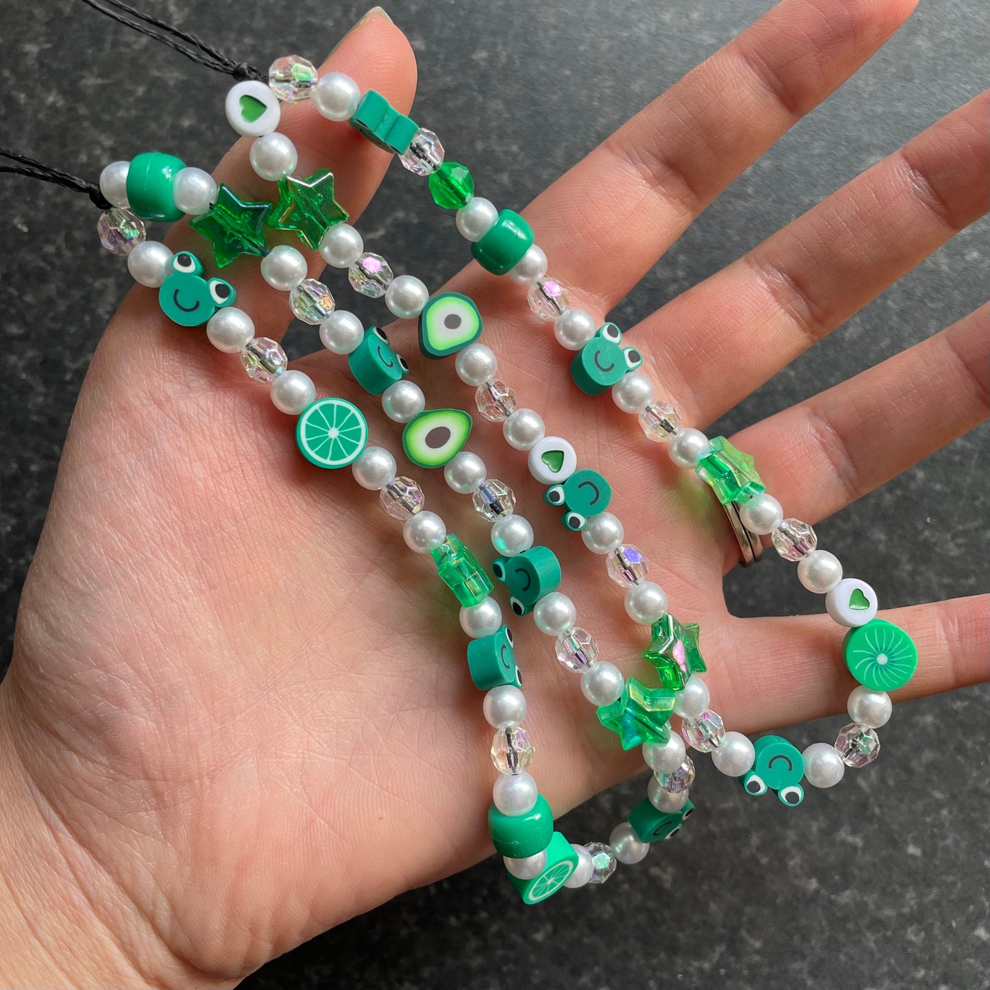 Cute Froggy Beaded Phone Charm