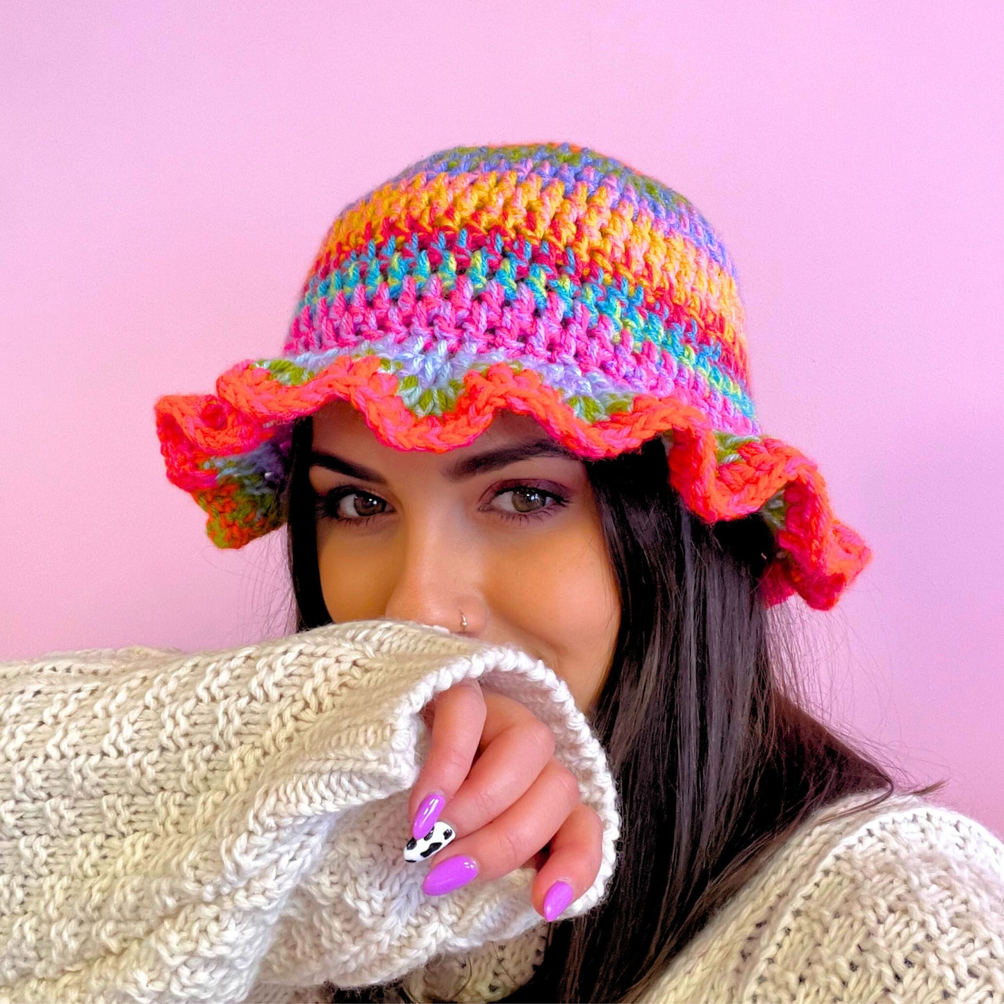 Emily - Rainbow Crochet Bucket Hat