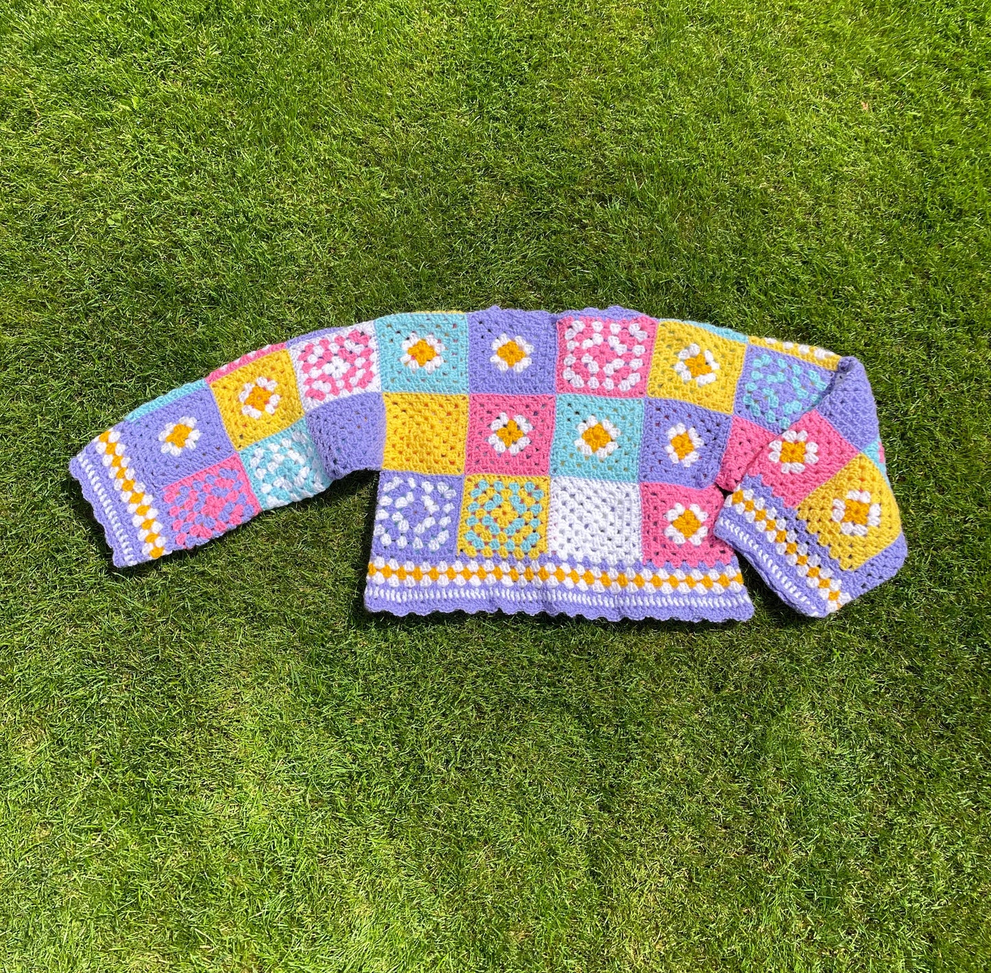 Pastel Patchwork Crochet Jumper - SAMPLE SIZE XS/S