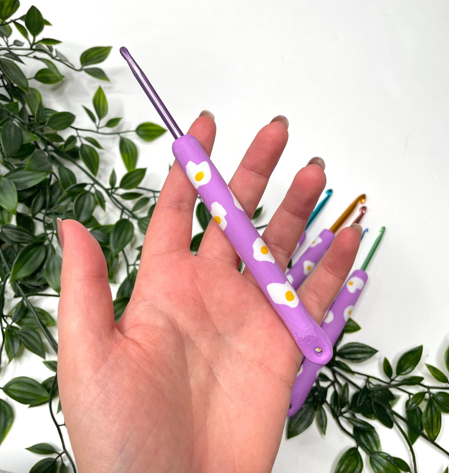 Purple Egg Polymer Clay Crochet Hook