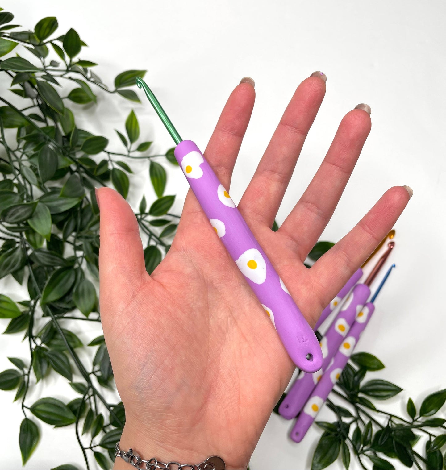 Purple Egg Polymer Clay Crochet Hook