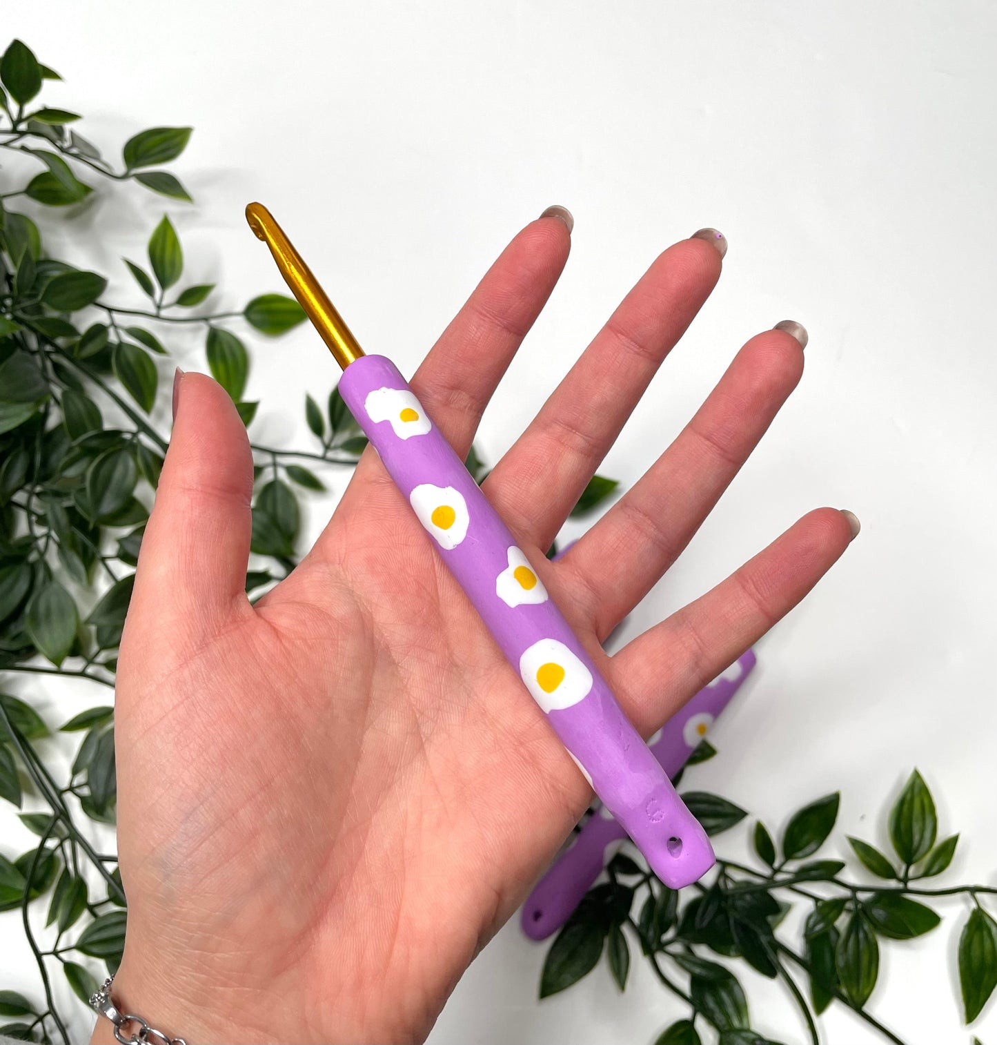 Purple Egg Polymer Clay Crochet Hook