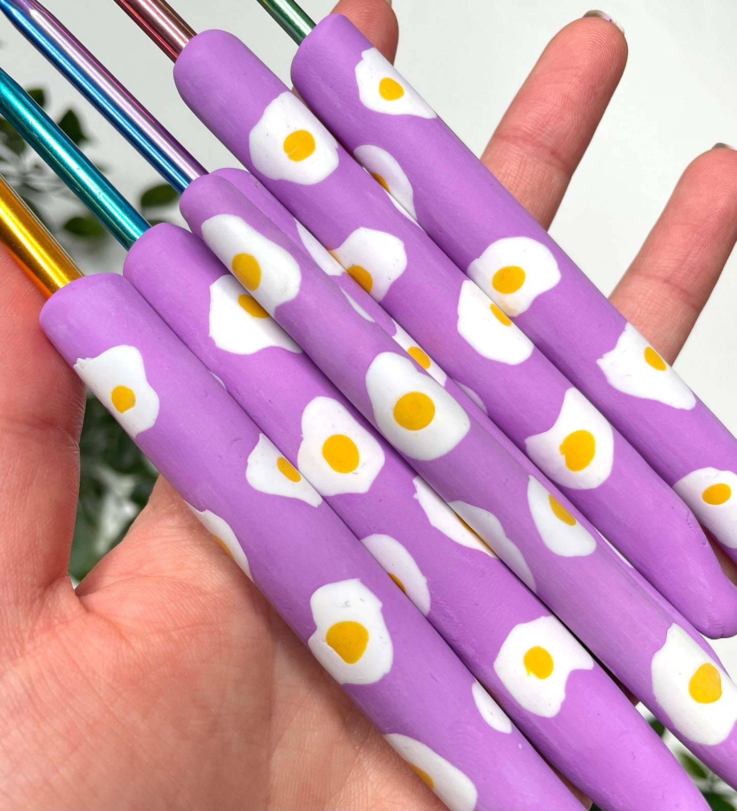 Purple Egg Polymer Clay Crochet Hook