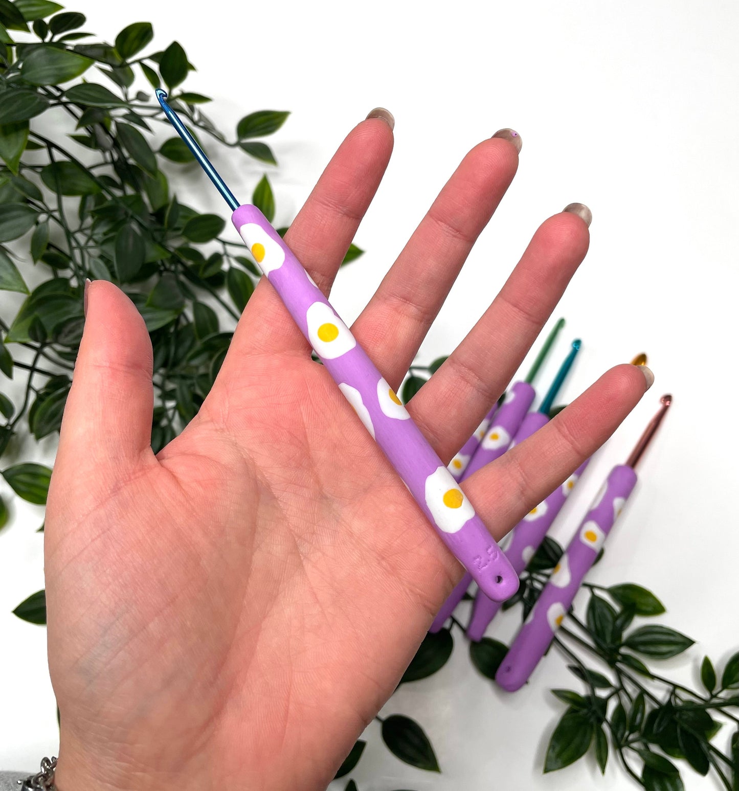 Purple Egg Polymer Clay Crochet Hook