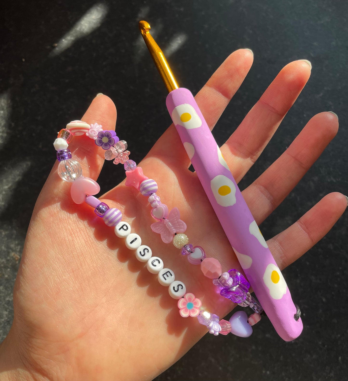 Purple Egg Polymer Clay Crochet Hook