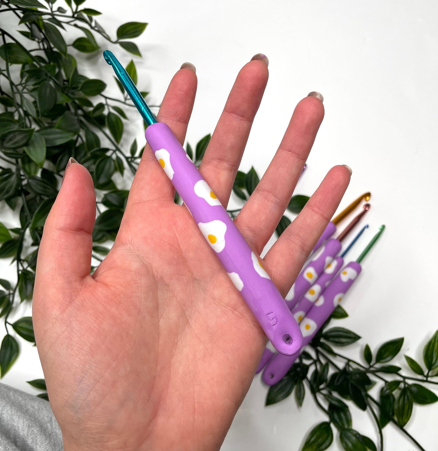 Purple Egg Polymer Clay Crochet Hook