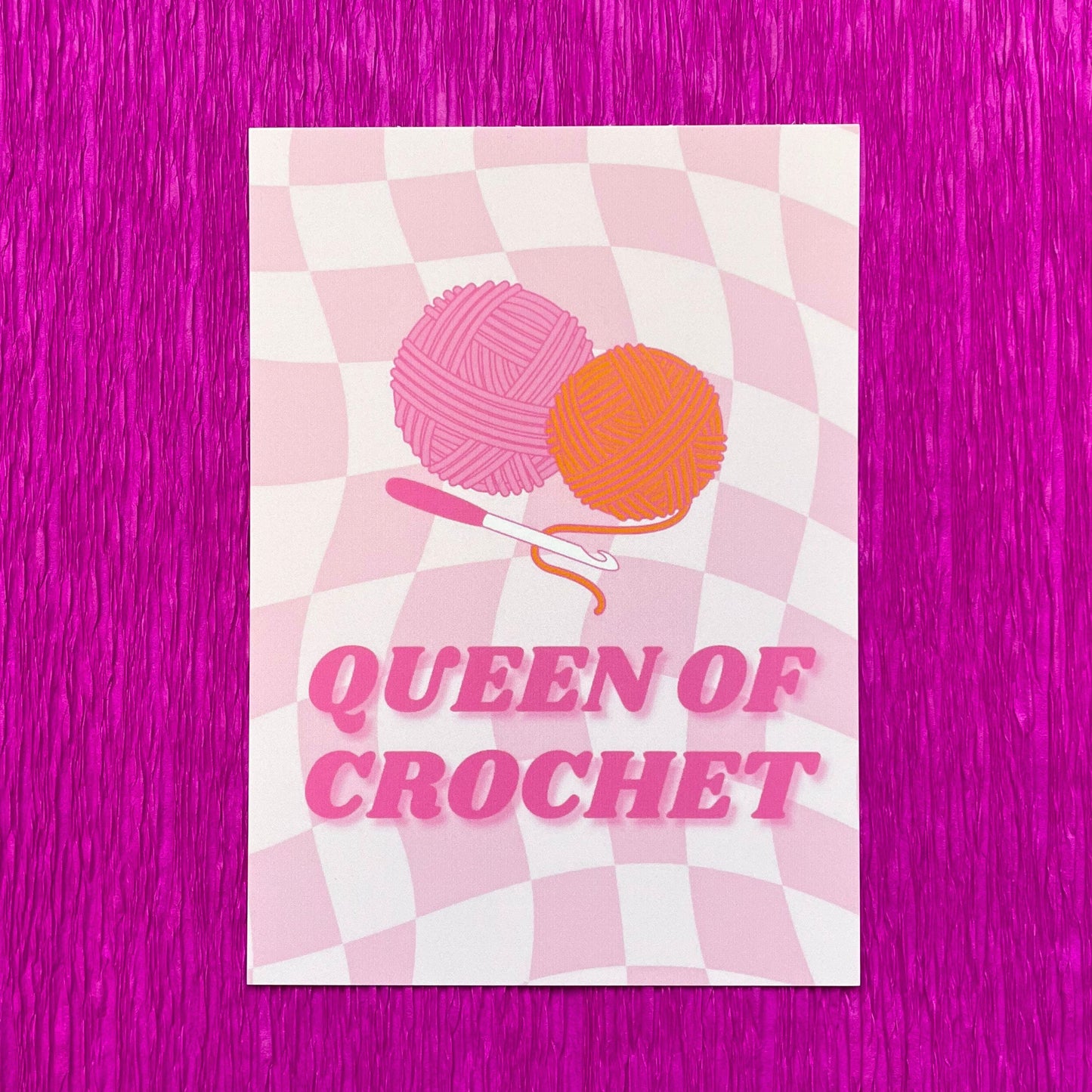 Queen of Crochet - Pink A5/A6 Wall Print