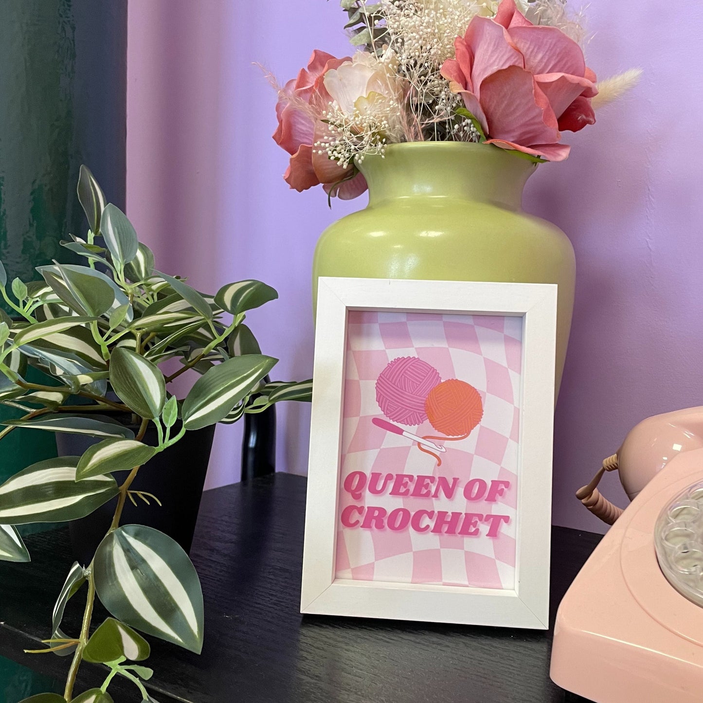 Queen of Crochet - Pink A5/A6 Wall Print