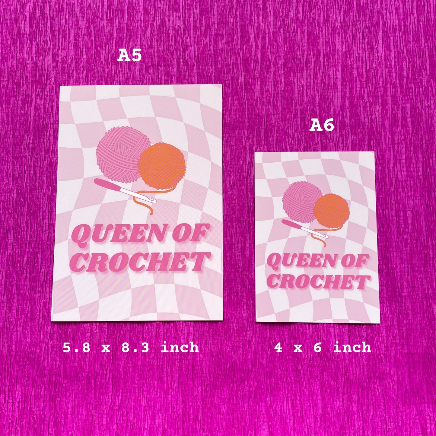 Queen of Crochet - Pink A5/A6 Wall Print