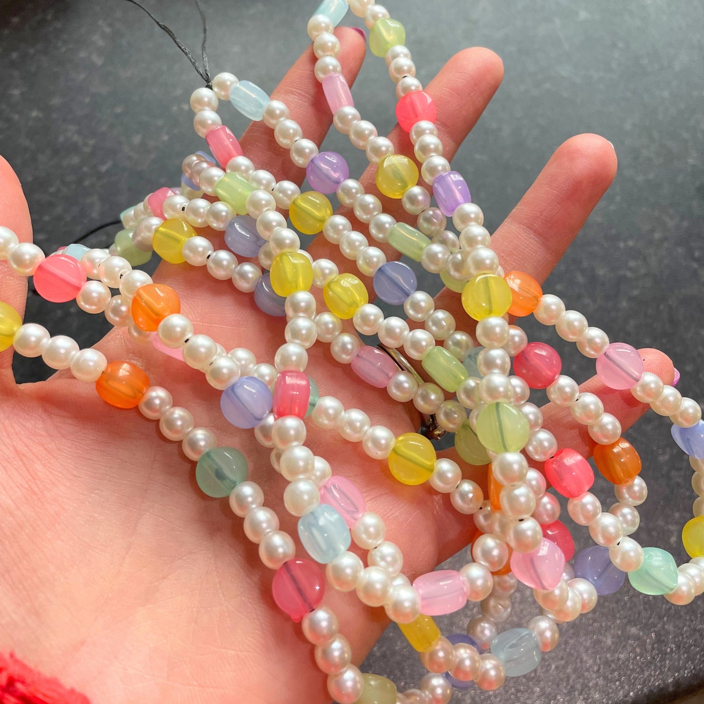 Rainbow Pearl Beaded Phone Charm