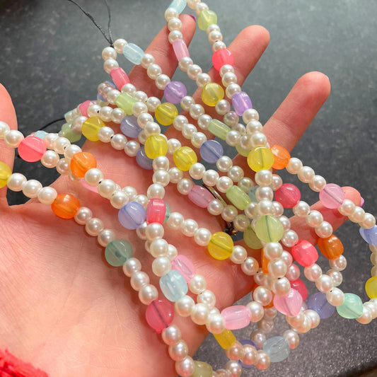 Rainbow Pearl Beaded Phone Charm