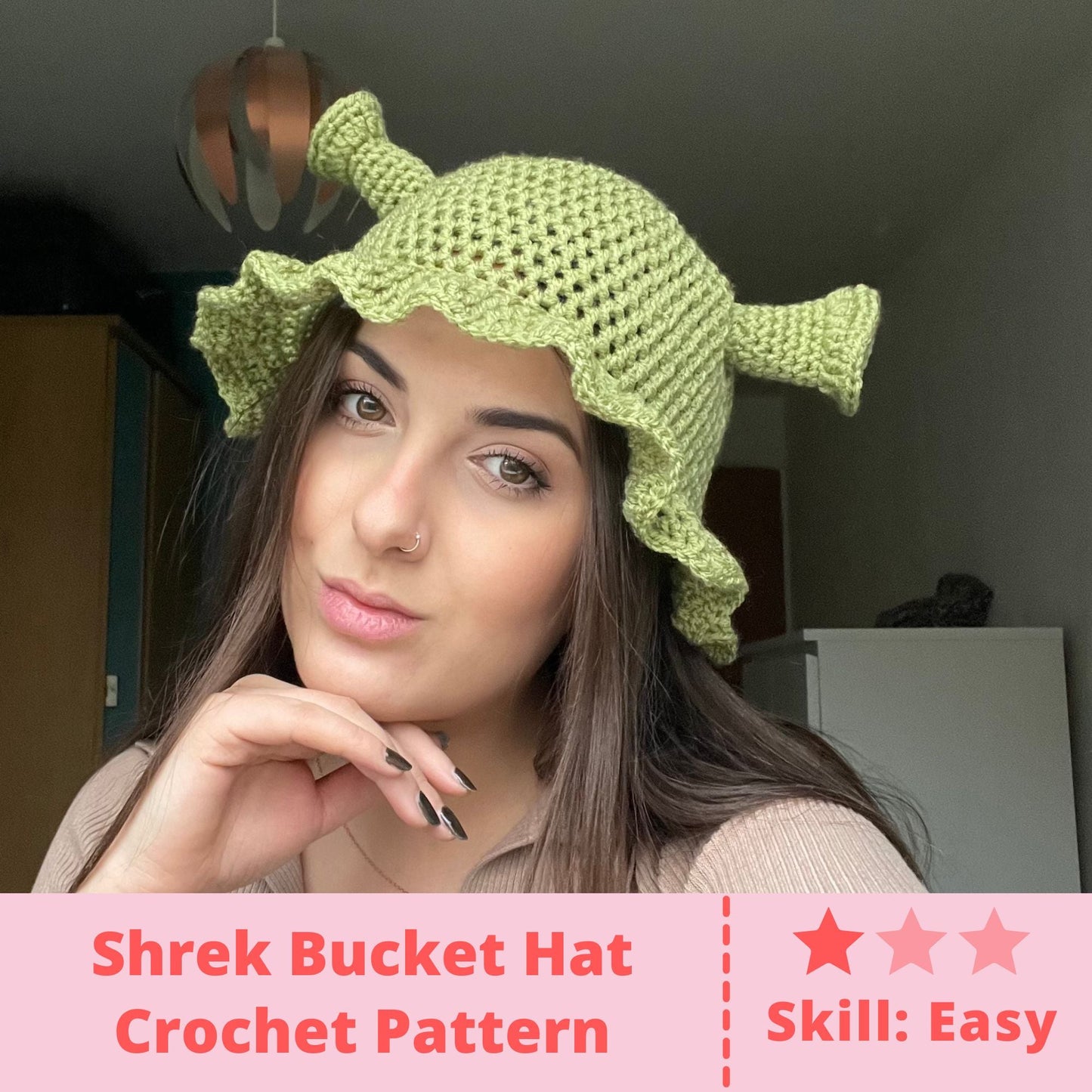 Shrek Bucket Hat - Crochet Pattern PDF