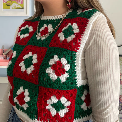 Festive Granny Square Vest - Size S/M