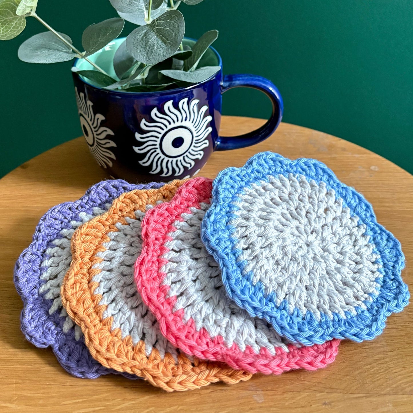 Flower Coaster Set of 4 - Grey/Pastel