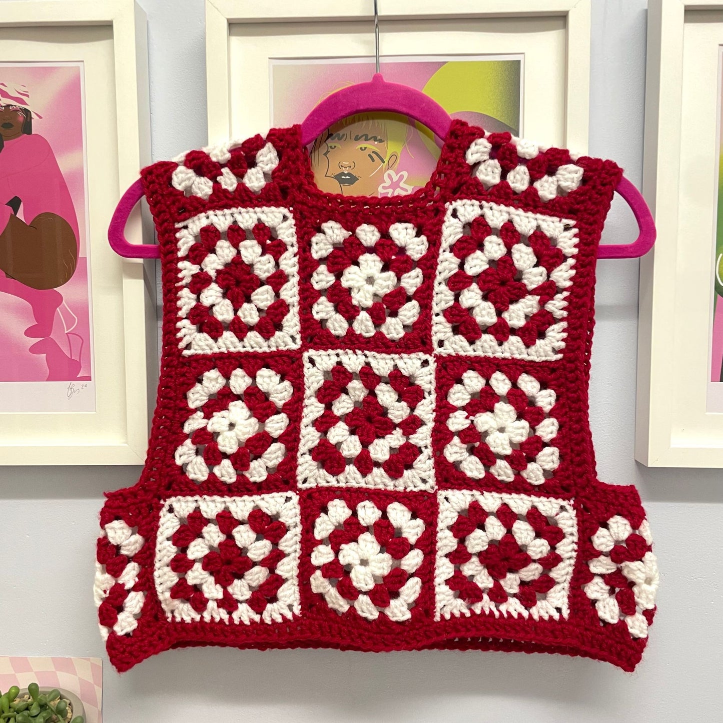 Festive Granny Square Vest - Size S/M