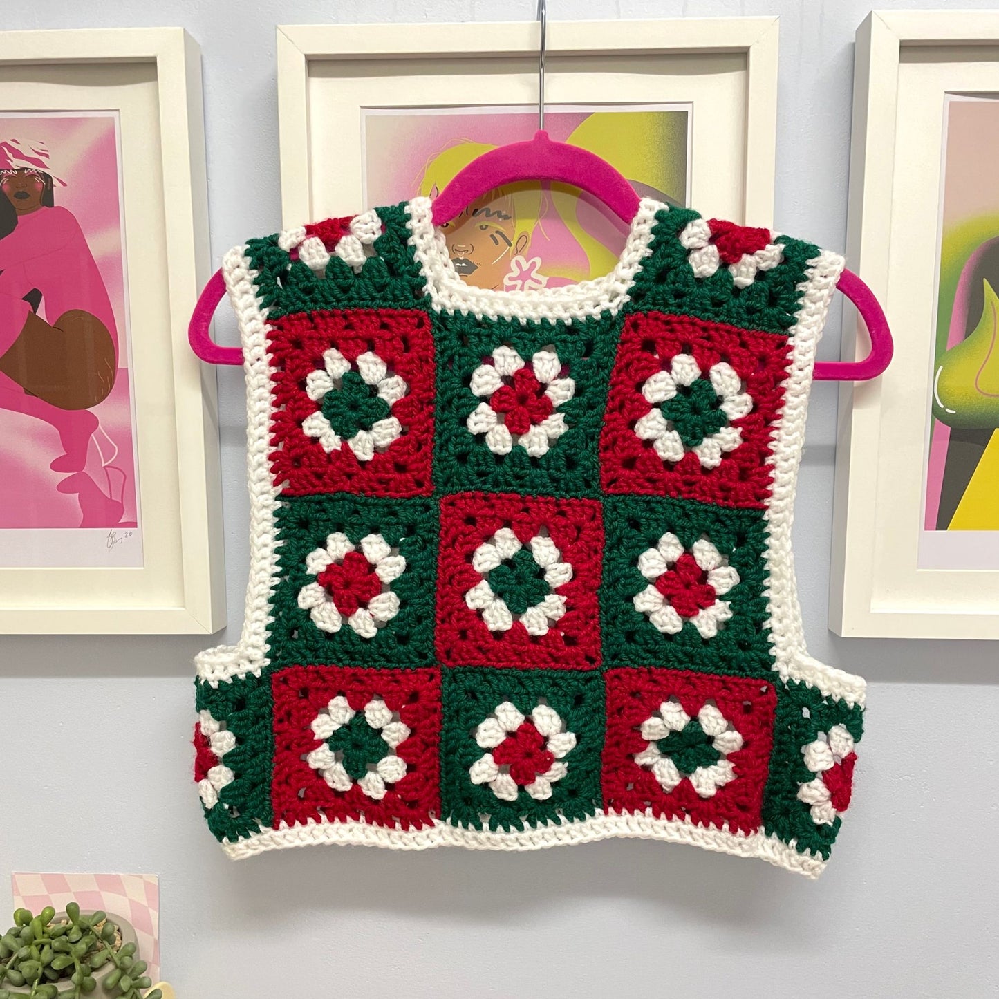 Festive Granny Square Vest - Size S/M