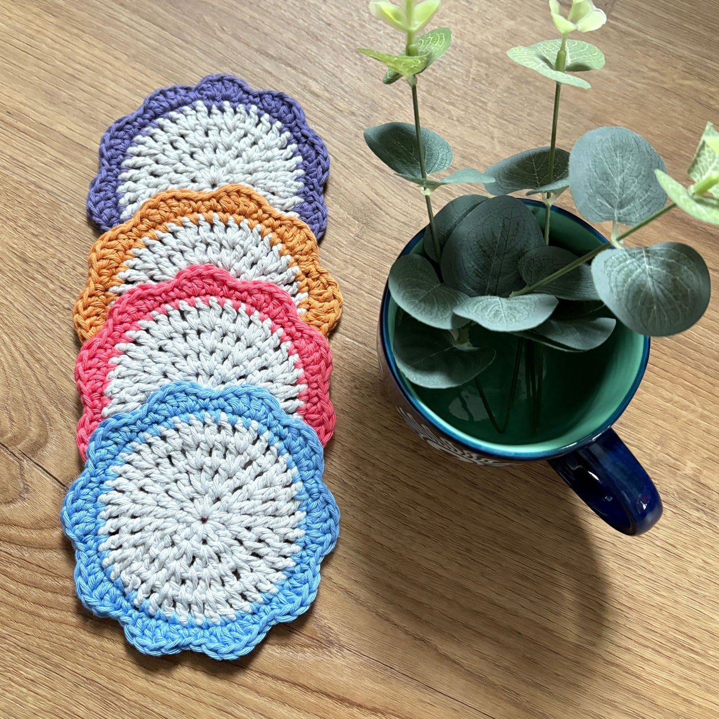 Flower Coaster Set of 4 - Grey/Pastel