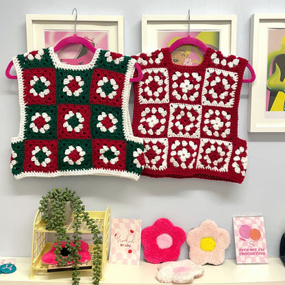 Festive Granny Square Vest - Size S/M