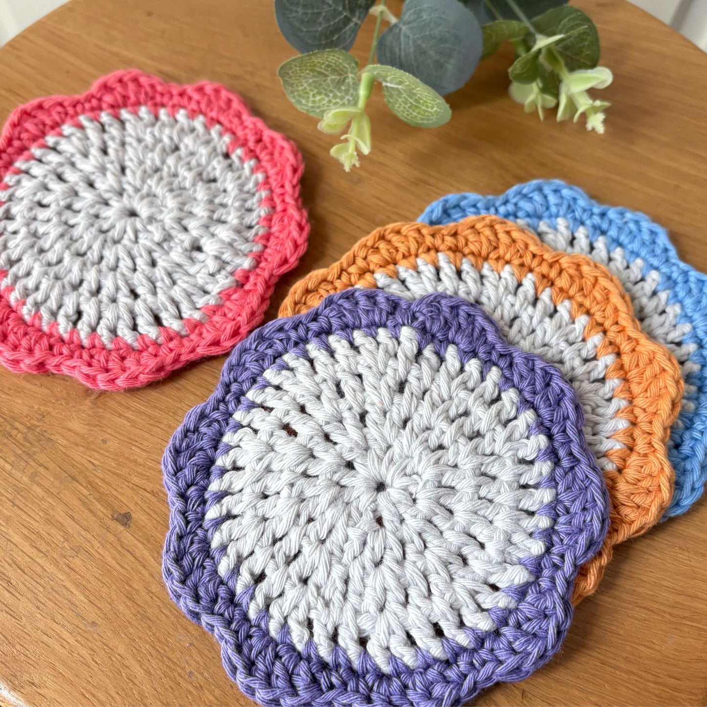 Flower Coaster Set of 4 - Grey/Pastel