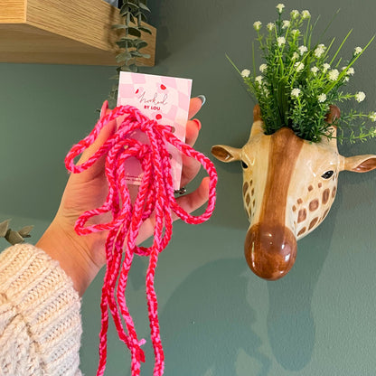 Chunky Crochet Ribbon Hair Bows - Pink Pack of 2