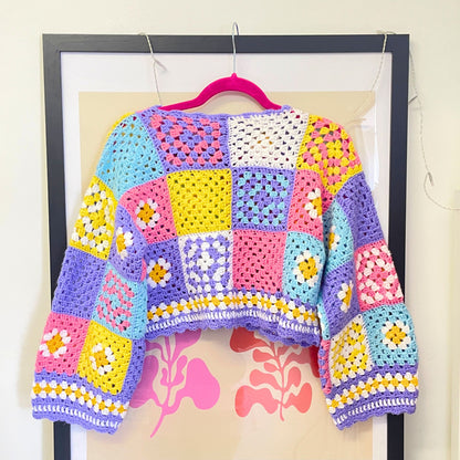 Pastel Patchwork Crochet Jumper - SAMPLE SIZE XS/S