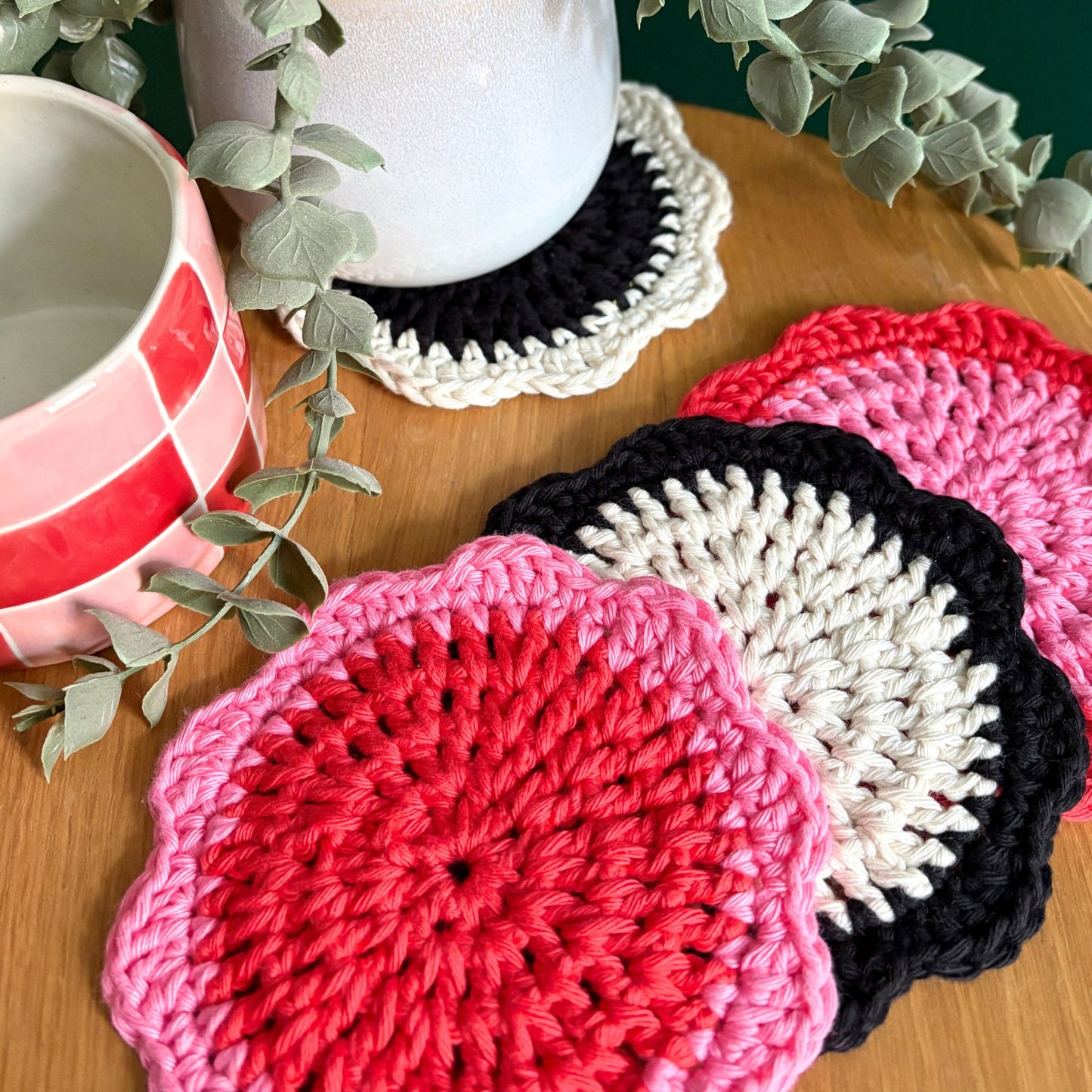 Flower Coaster Set of 4 - Pink/Red