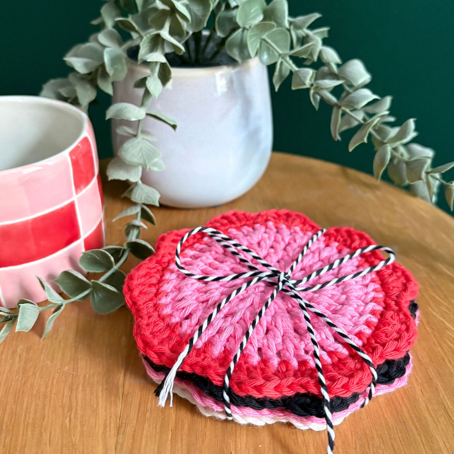 Flower Coaster Set of 4 - Pink/Red