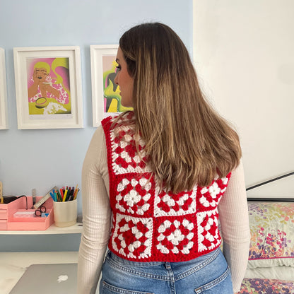 Festive Granny Square Vest - Size S/M