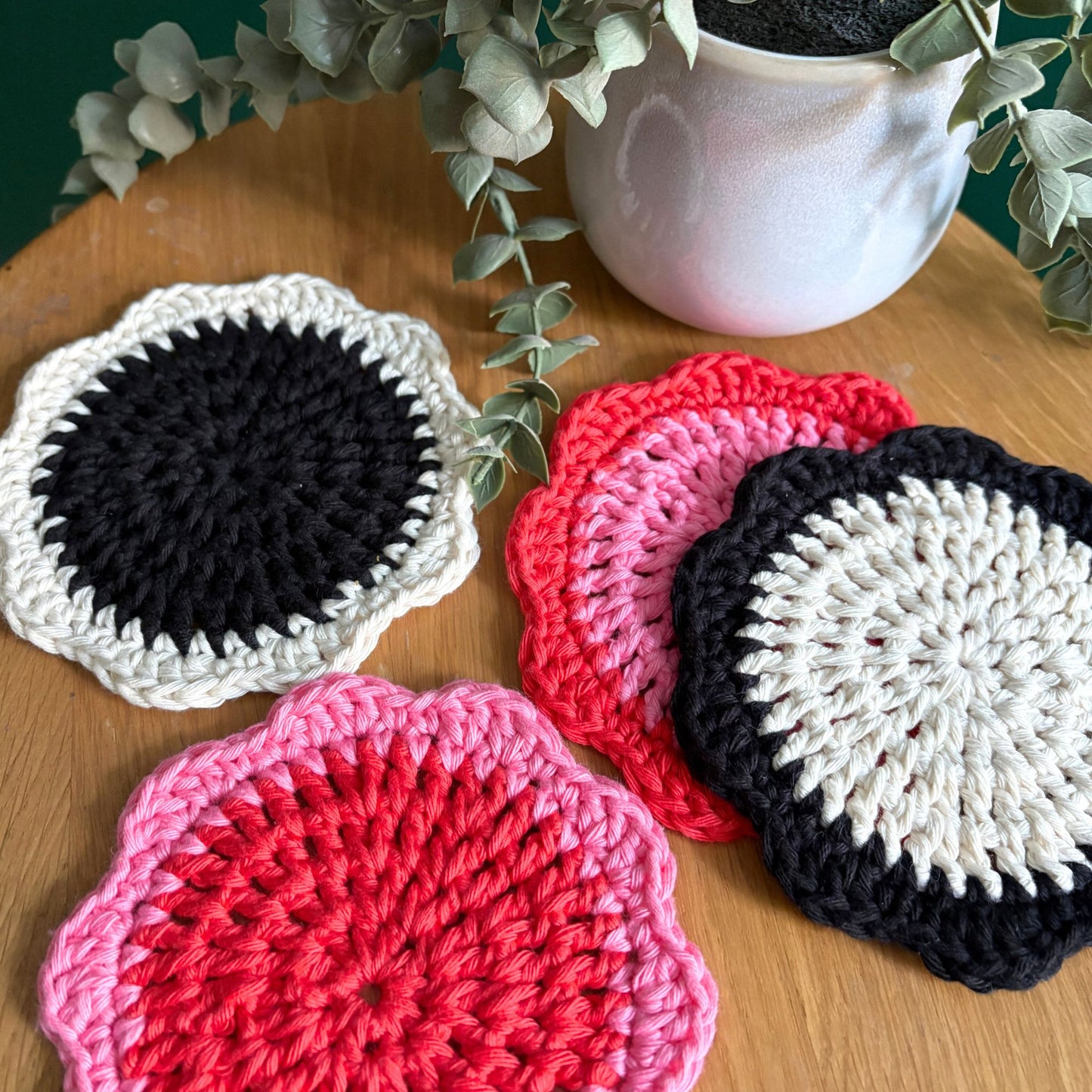 Flower Coaster Set of 4 - Pink/Red