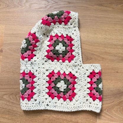 Handmade Crochet Balaclava - Cream, Pink and Green