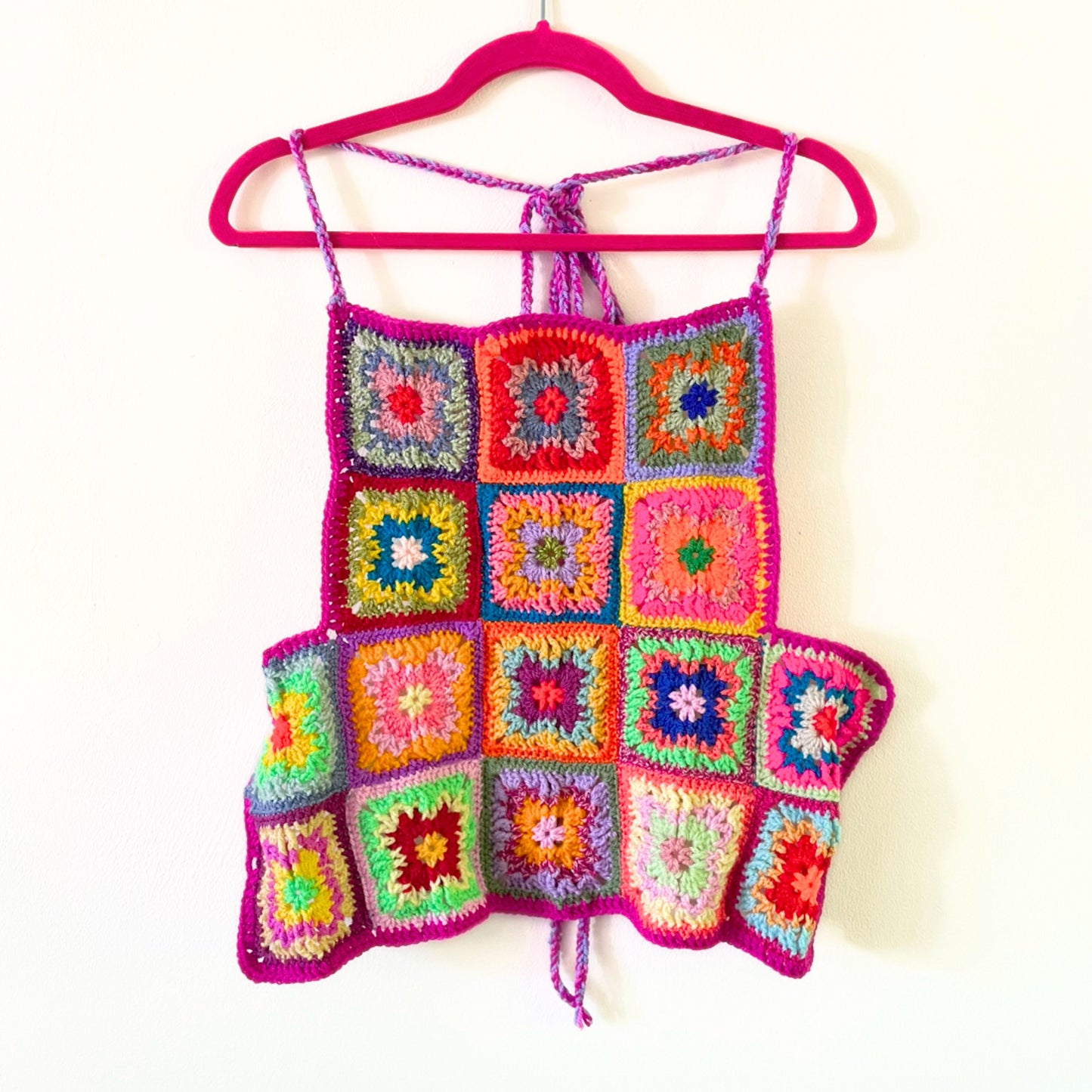 Rainbow Patchwork Crochet Top - M/L