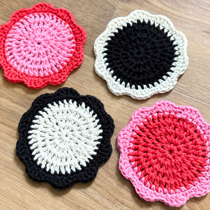 Flower Coaster Set of 4 - Pink/Red