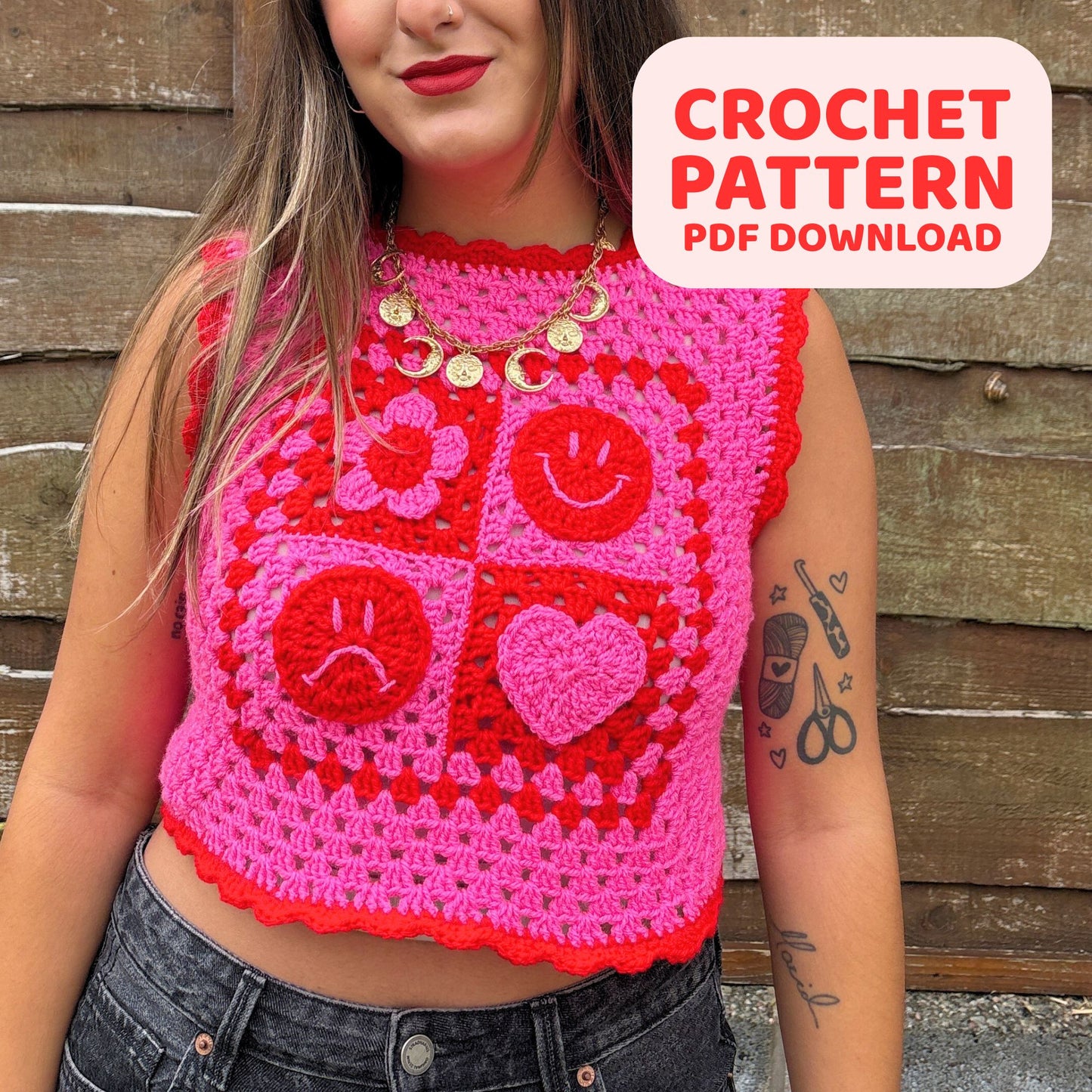 Mixed Emotions Vest - Crochet Pattern PDF