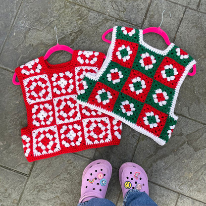 Festive Granny Square Vest - Size S/M