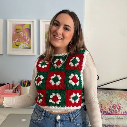 Festive Granny Square Vest - Size S/M