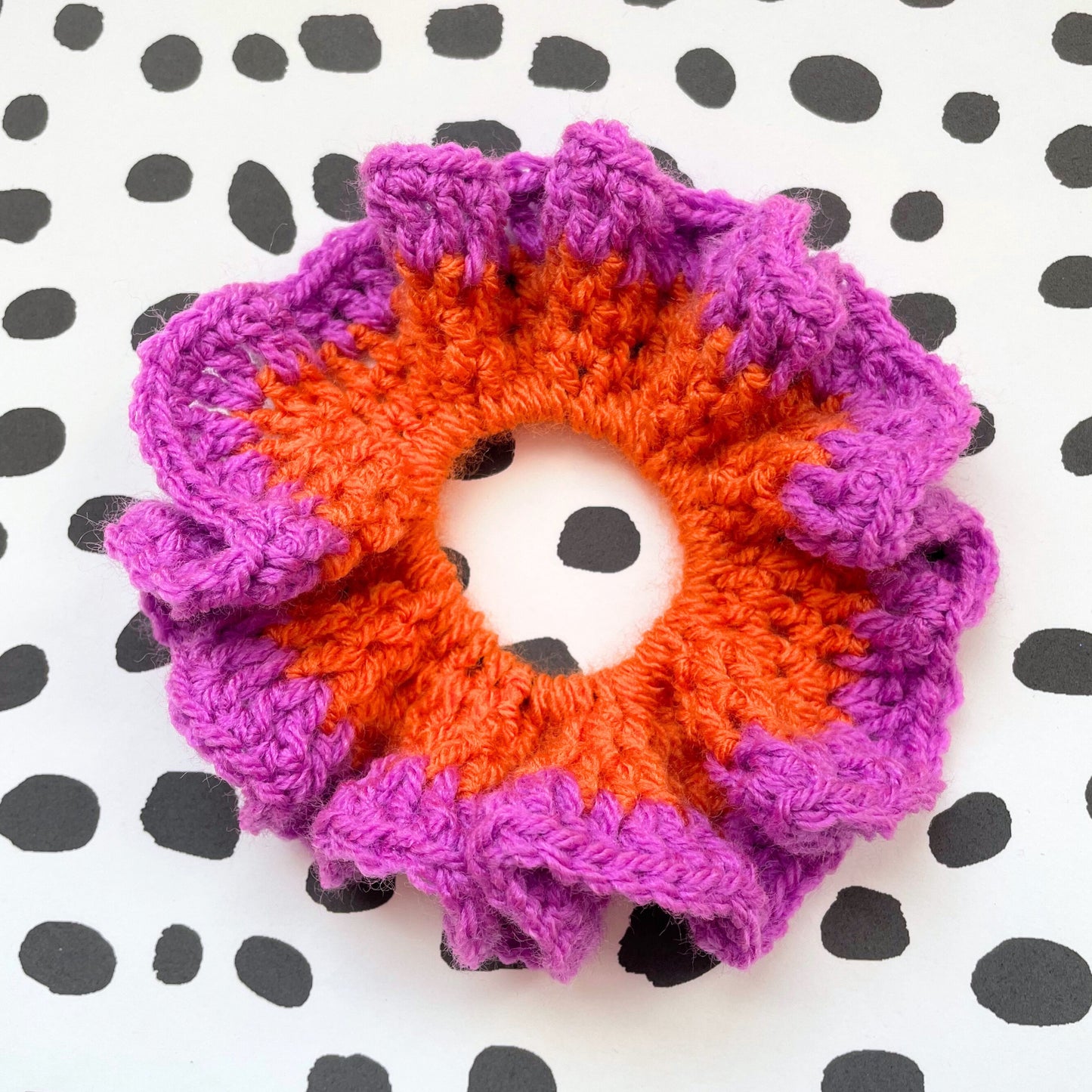 Chunky Hair Scrunchie - Orange and Purple