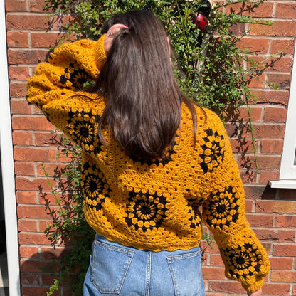 Handmade Mustard Chunky Crochet Cardigan - SIZE M/L