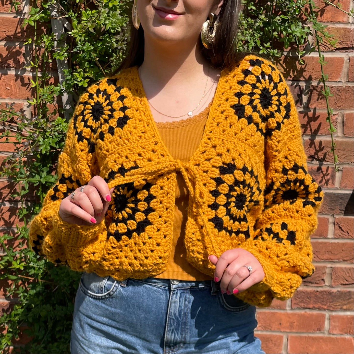 Handmade Mustard Chunky Crochet Cardigan - SIZE M/L