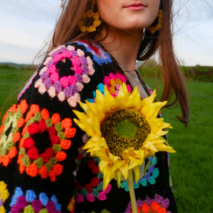 Handmade Colourful Rainbow Multicoloured Crochet Cardigan Jumper Hooked By Lou