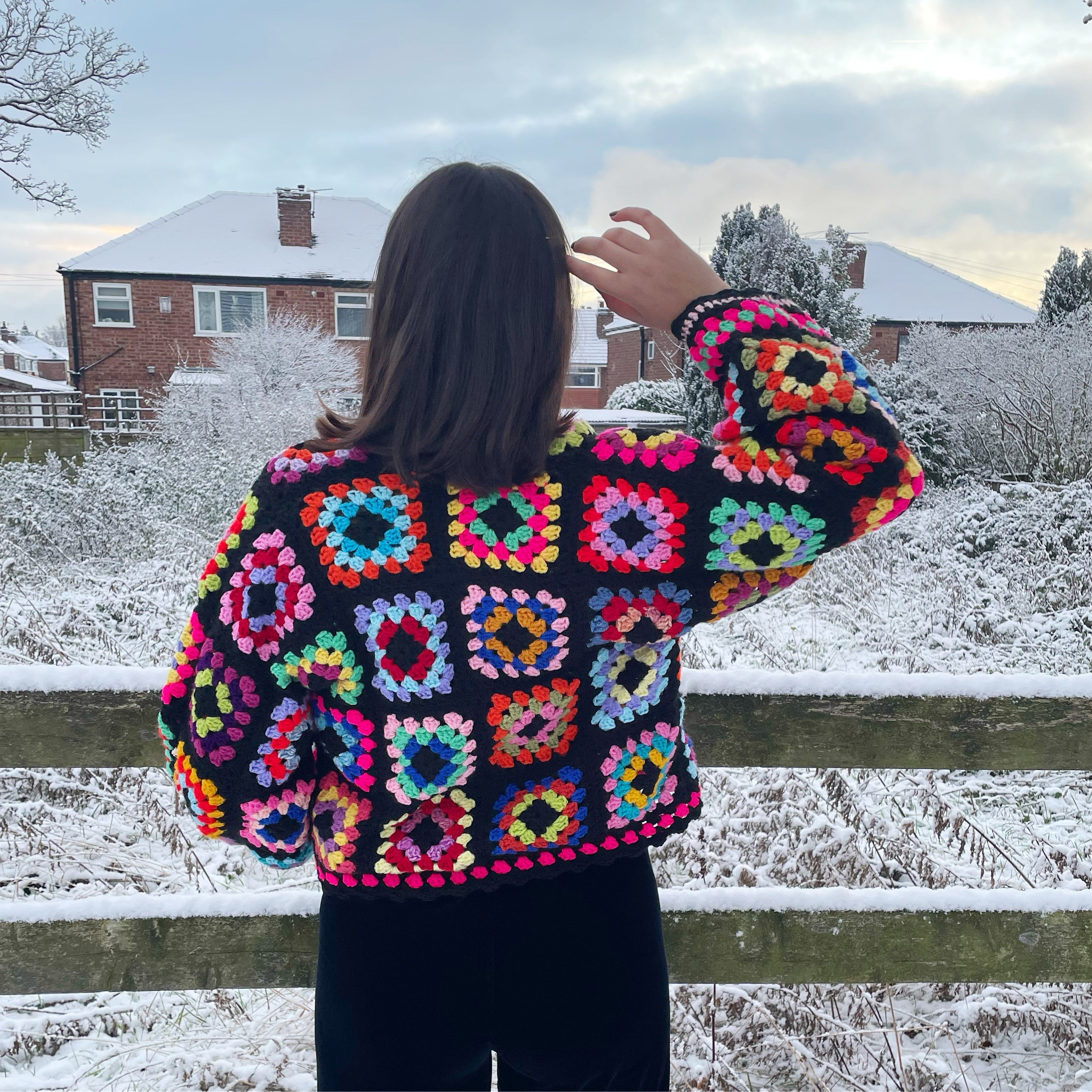 Rainbow crochet cardigan best sale