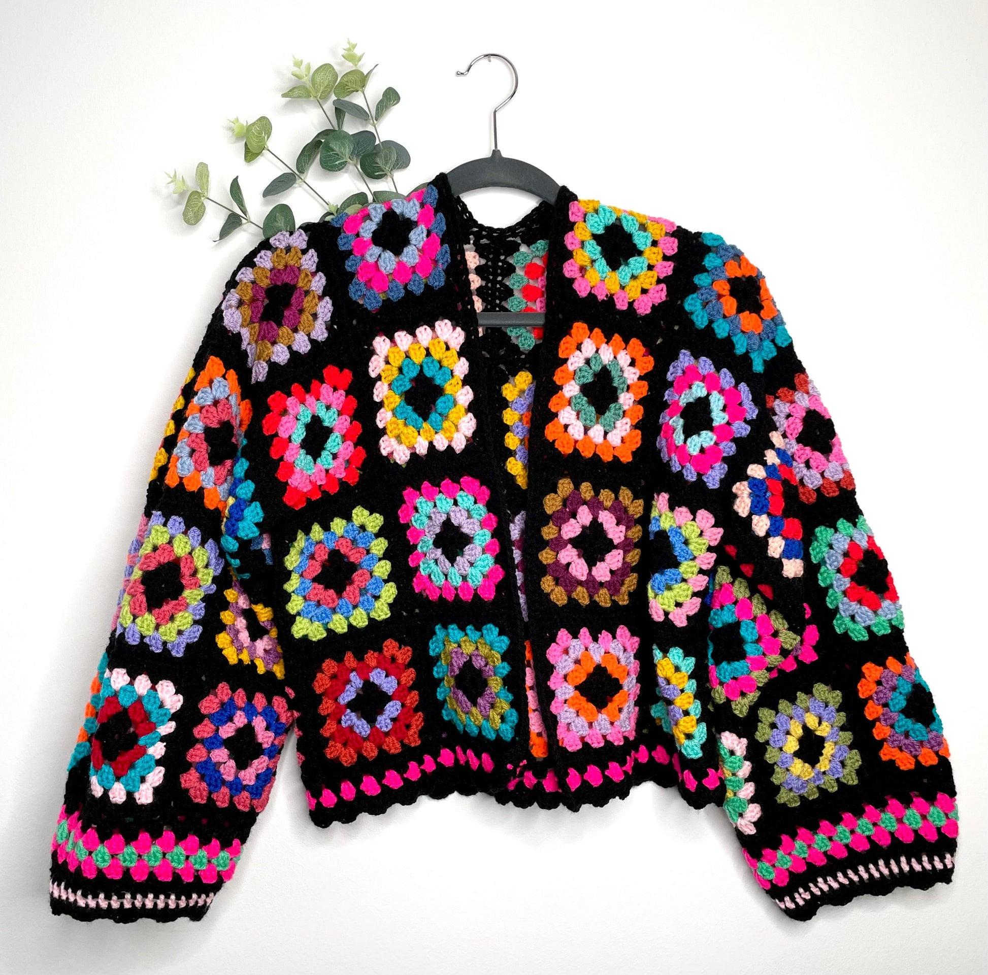 Black Rainbow Crochet Cardigan PDF Pattern – Hooked By Lou